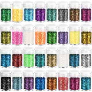 LEOBRO Set of 32 Colors Fine Slime Glitter