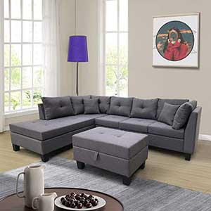 Restar L-shaped Microfiber Couch Sets for Living Room
