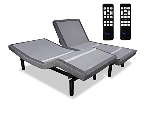 iDealBed Adjustable Bed Base, Wall Hugger, Wireless Massage, Zero-Gravity, Anti-Snore, Night Light, Memory, Next Gen USB Charge Ports, Split King, Grey